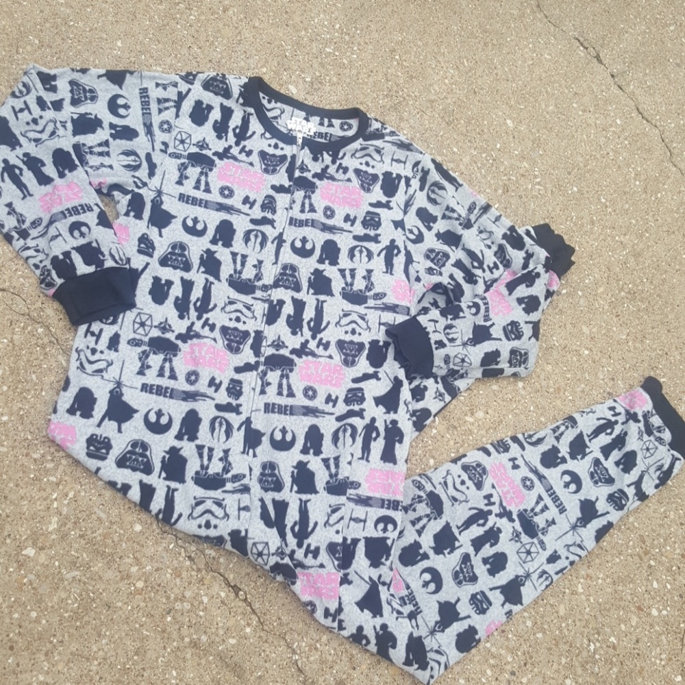 Star Wars One Piece Pajamas Grey Pink L/XL